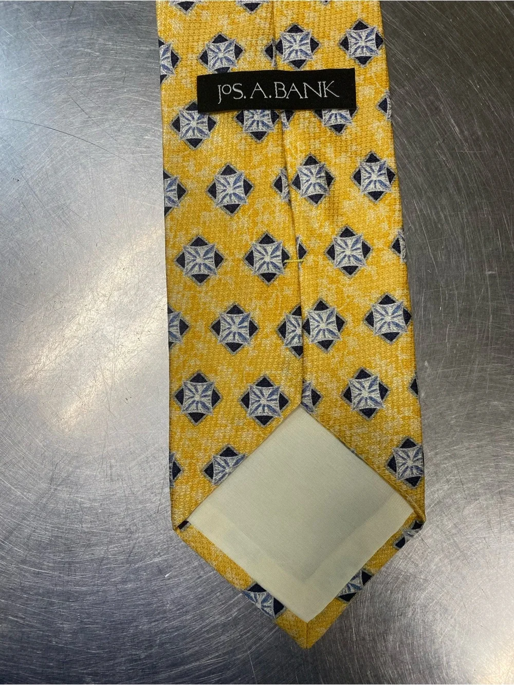 Jos. A. Bank Yellow Geometric Medallion Silk Tie